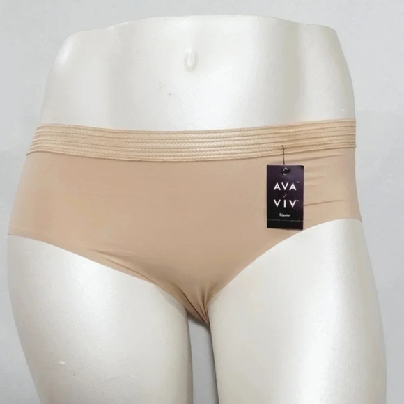 4X Ava & Viv Plus Size Laser Cut No Show Hipster Panty Honey Beige NWT - Picture 1 of 7